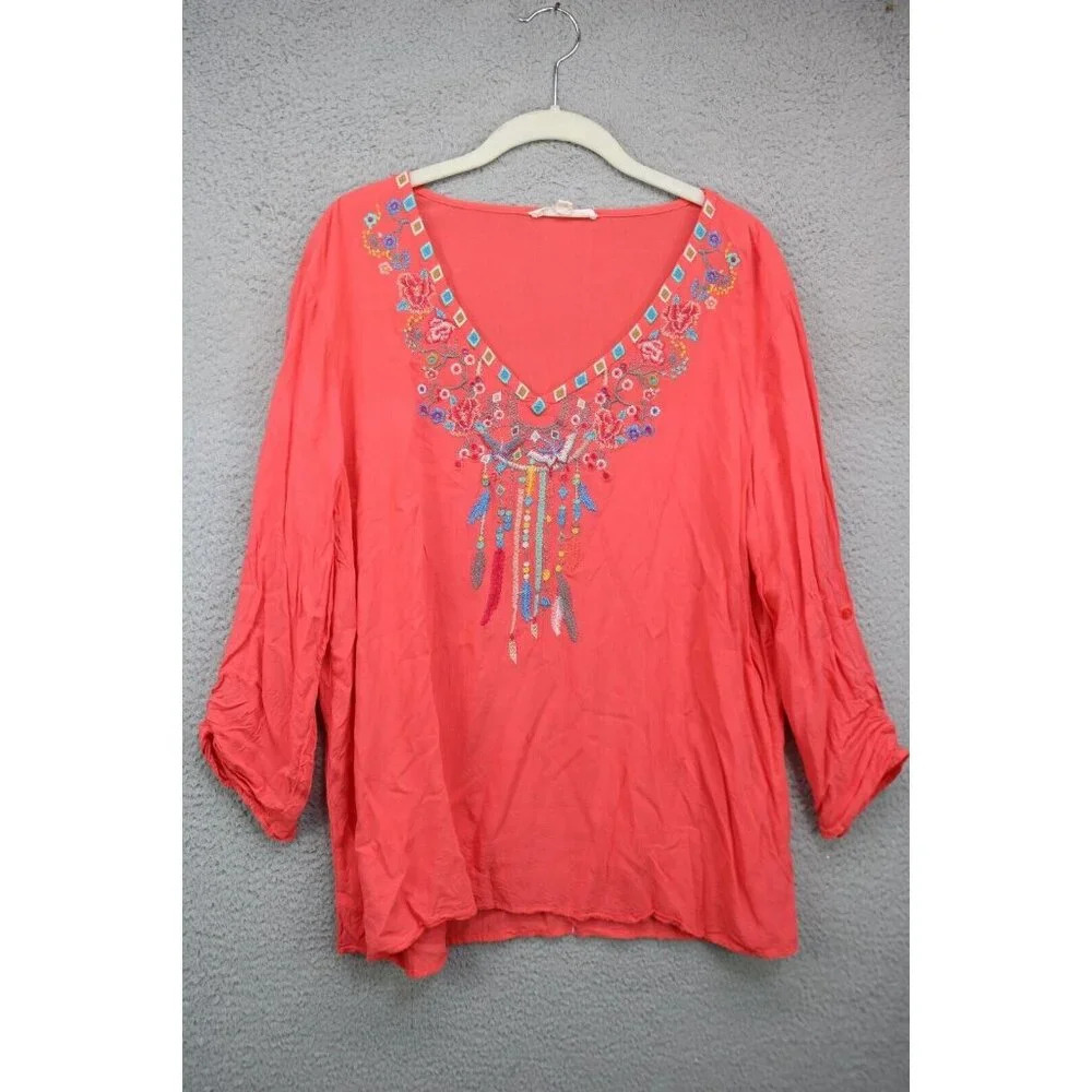 Grand & Green Embroidered Long Sleeves Top-Size XL